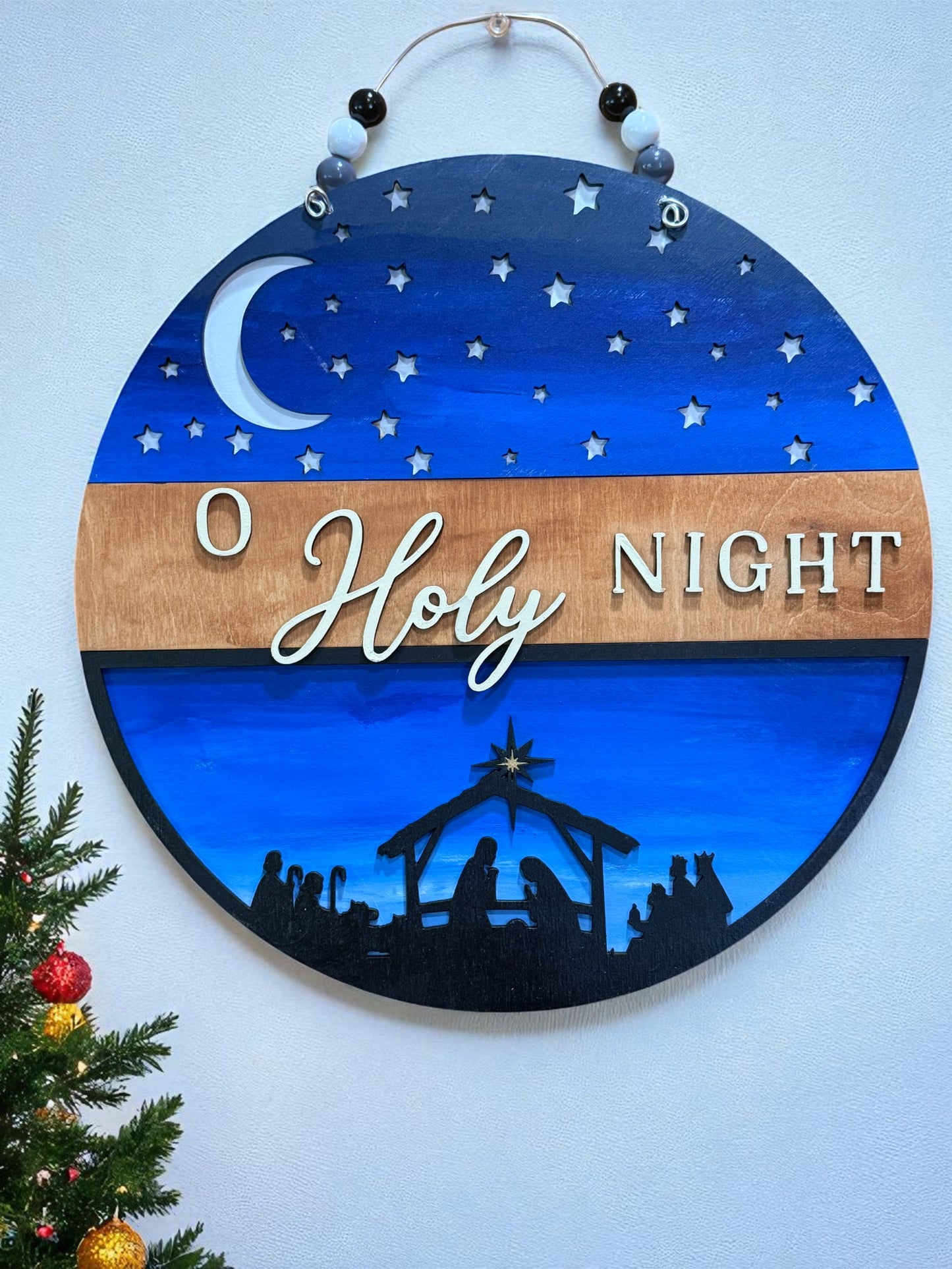 Handmade O Holy Night Nativity Scene Christmas Sign – Rustic Christian Holiday Wall Decor