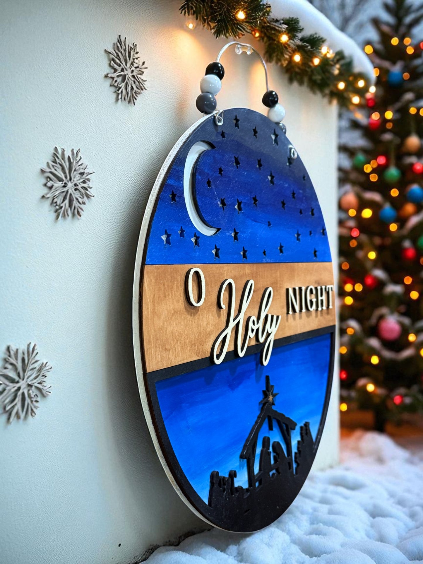 Handmade O Holy Night Nativity Scene Christmas Sign – Rustic Christian Holiday Wall Decor