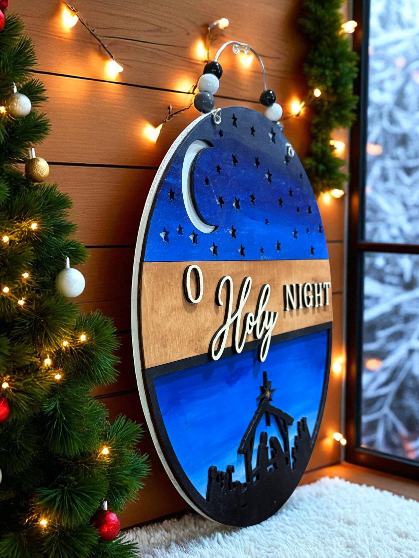 Handmade O Holy Night Nativity Scene Christmas Sign – Rustic Christian Holiday Wall Decor