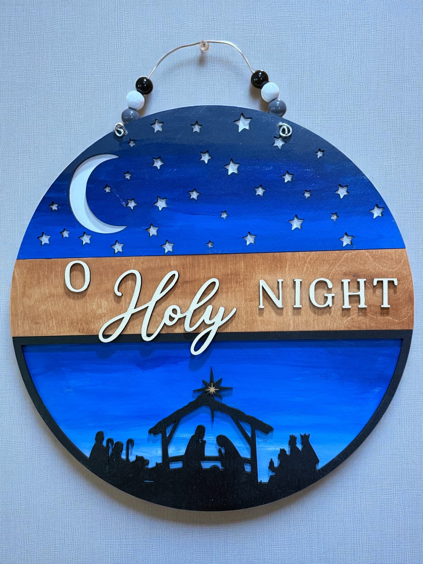 Handmade O Holy Night Nativity Scene Christmas Sign – Rustic Christian Holiday Wall Decor