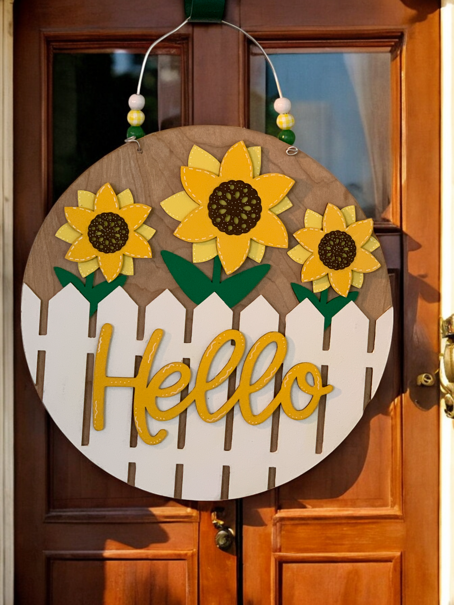 Sunflower Welcome Sign – Rustic Farmhouse Front Door Decor – Handcrafted Summer Porch Hanging