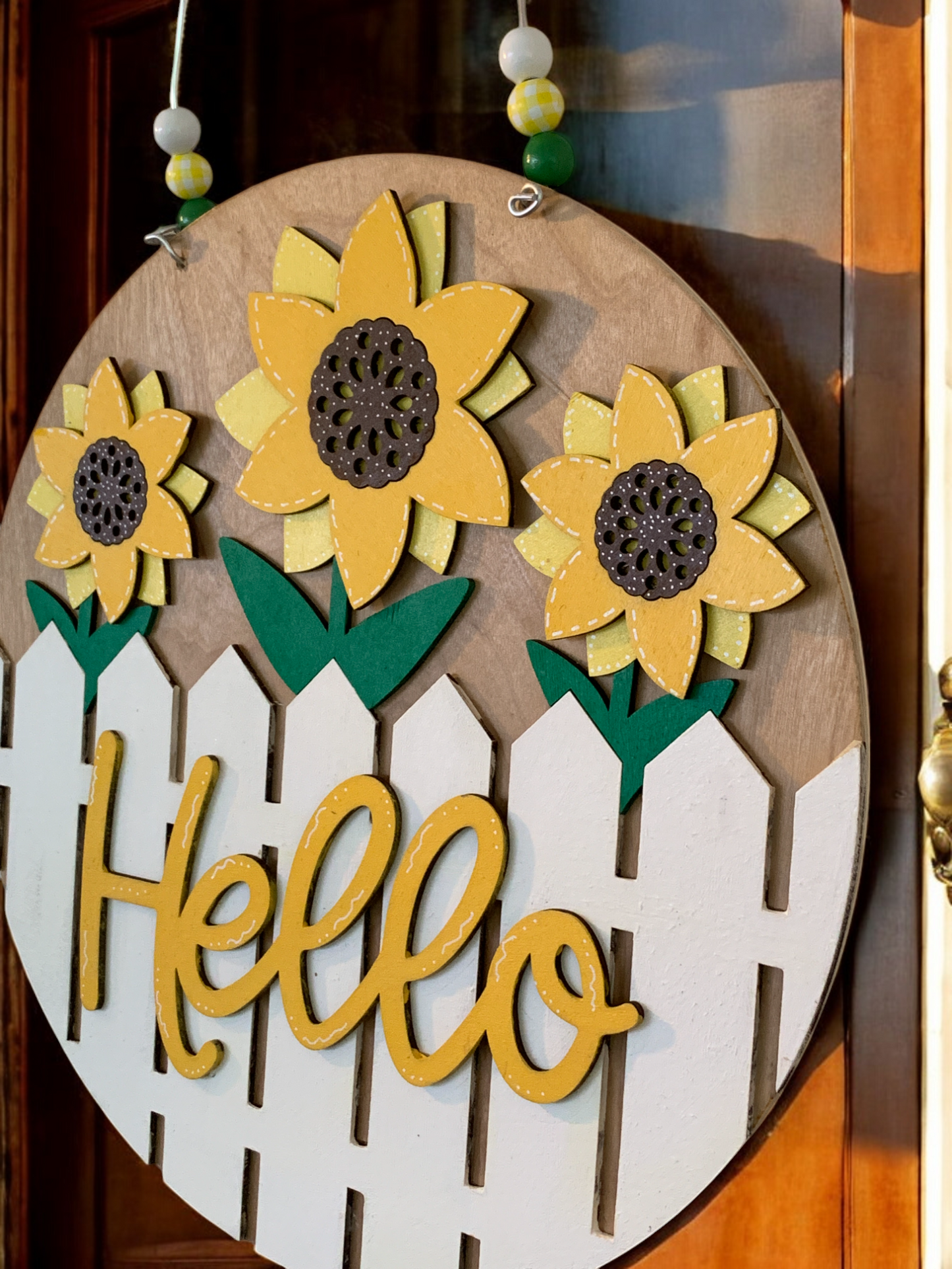 Sunflower Welcome Sign – Rustic Farmhouse Front Door Decor – Handcrafted Summer Porch Hanging
