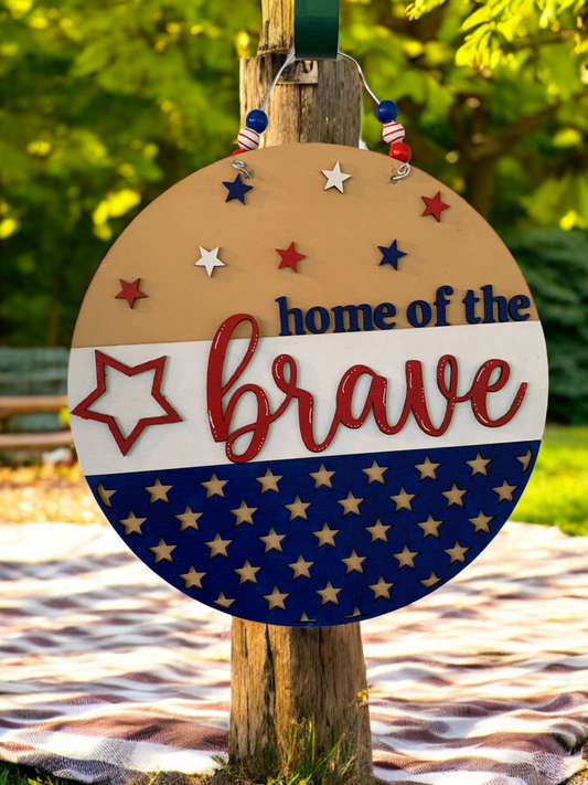 Home of the Brave 3D Wooden Sign