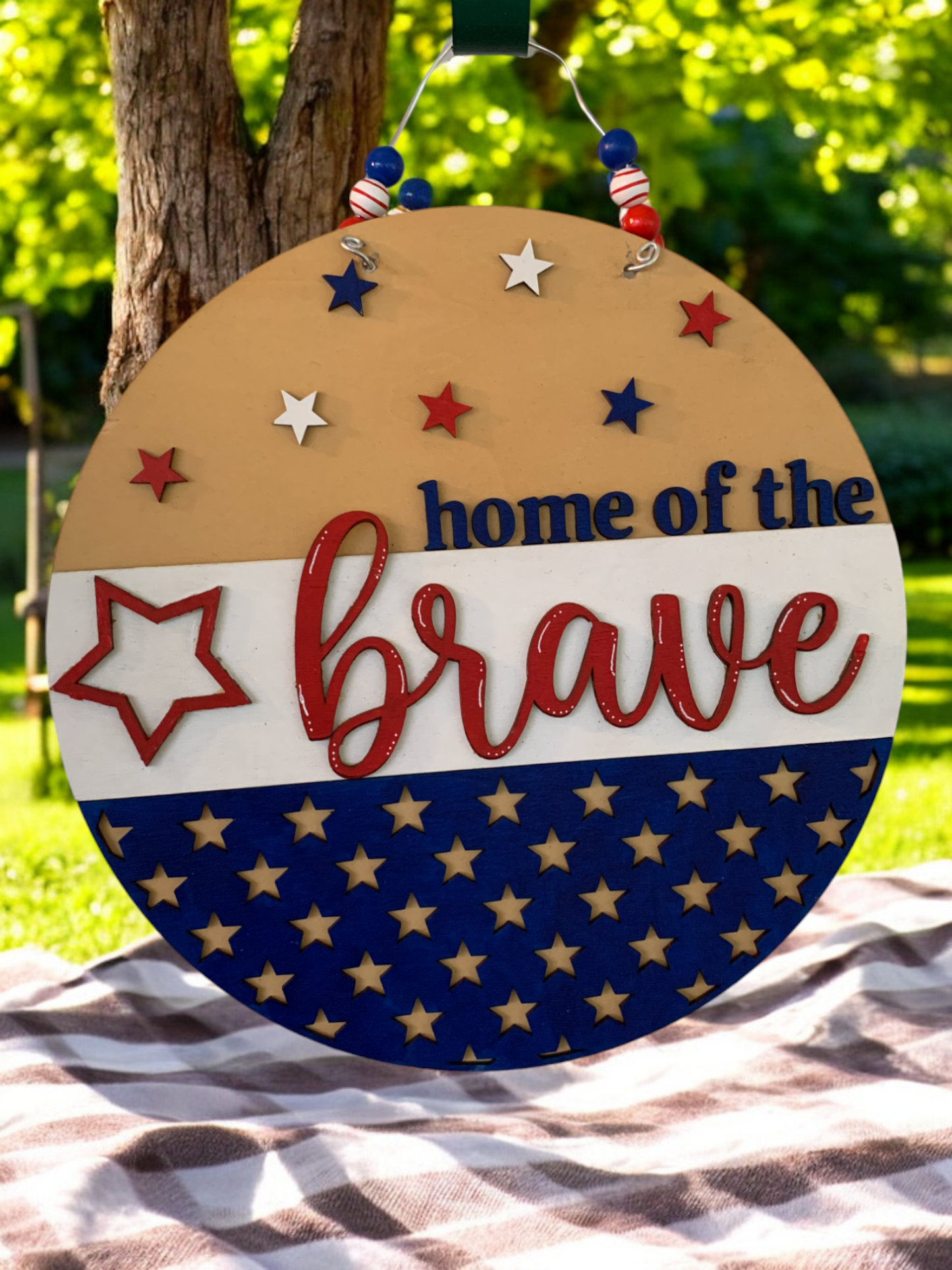 Home of the Brave 3D Wooden Sign