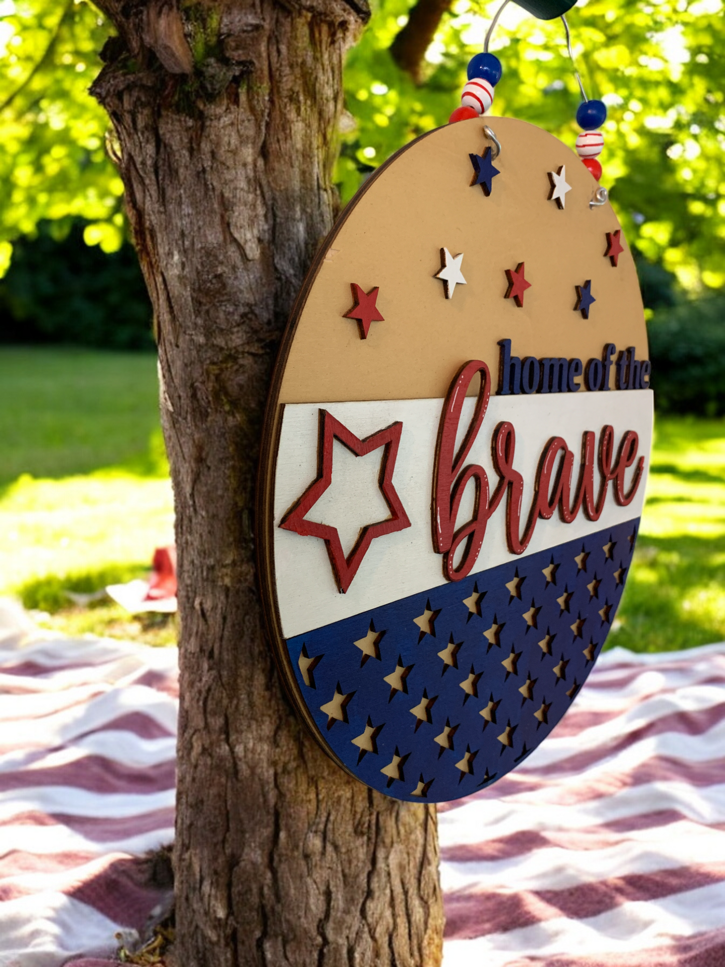 Home of the Brave 3D Wooden Sign