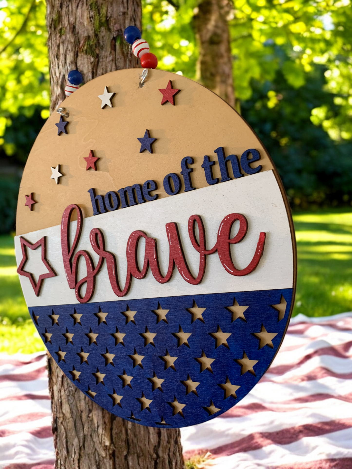 Home of the Brave 3D Wooden Sign