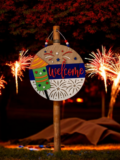 Firework Welcome 3D Sign