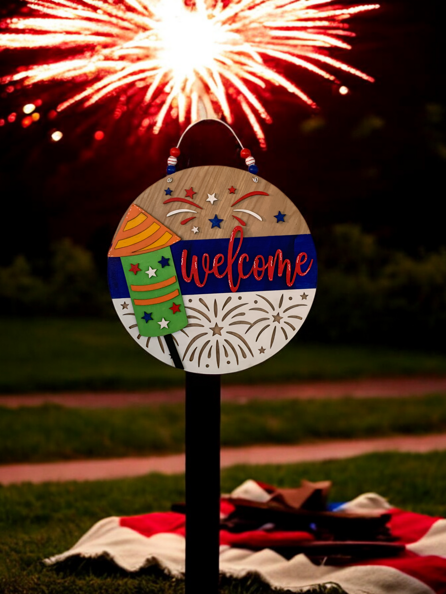Firework Welcome 3D Sign