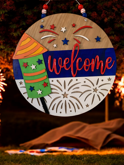 Firework Welcome 3D Sign