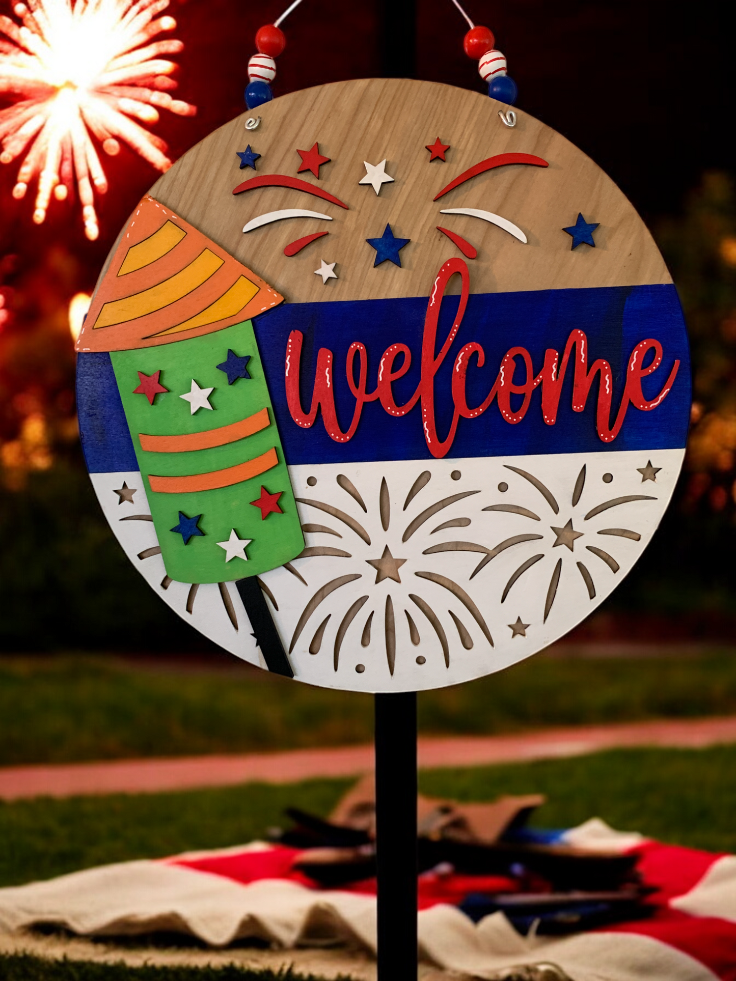 Firework Welcome 3D Sign