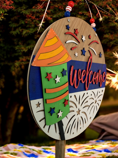 Firework Welcome 3D Sign