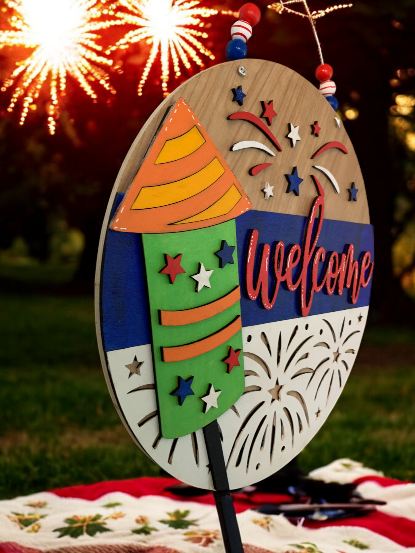 Firework Welcome 3D Sign