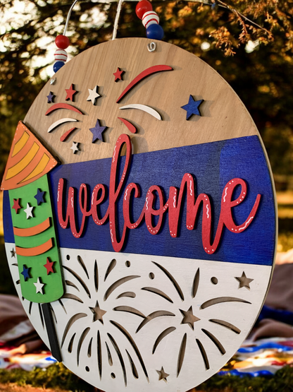 Firework Welcome 3D Sign