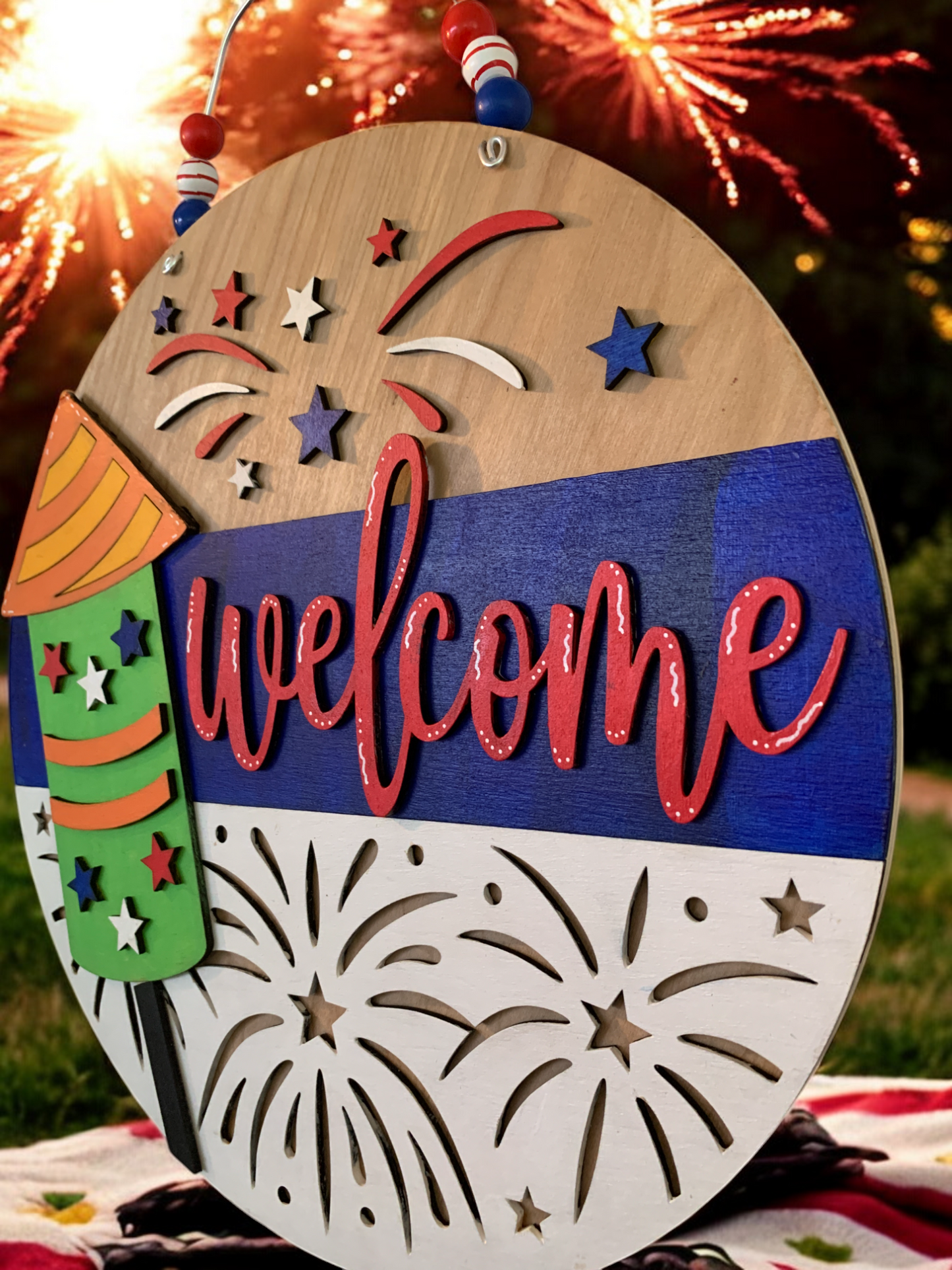 Firework Welcome 3D Sign