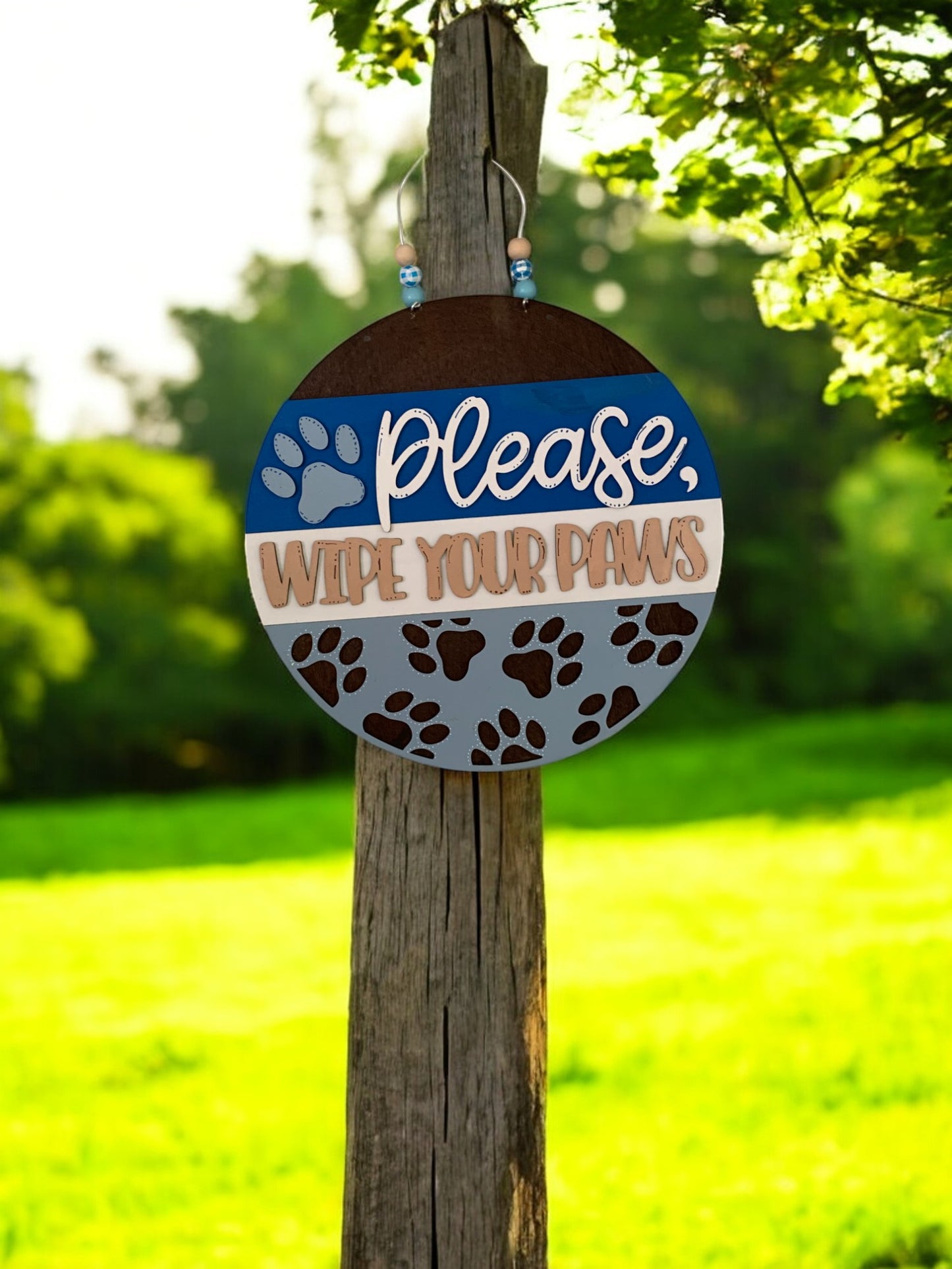 Wipe Your Paws Sign – Handmade 3D Wooden Dog Paw Print Entryway Decor for Pet Lovers