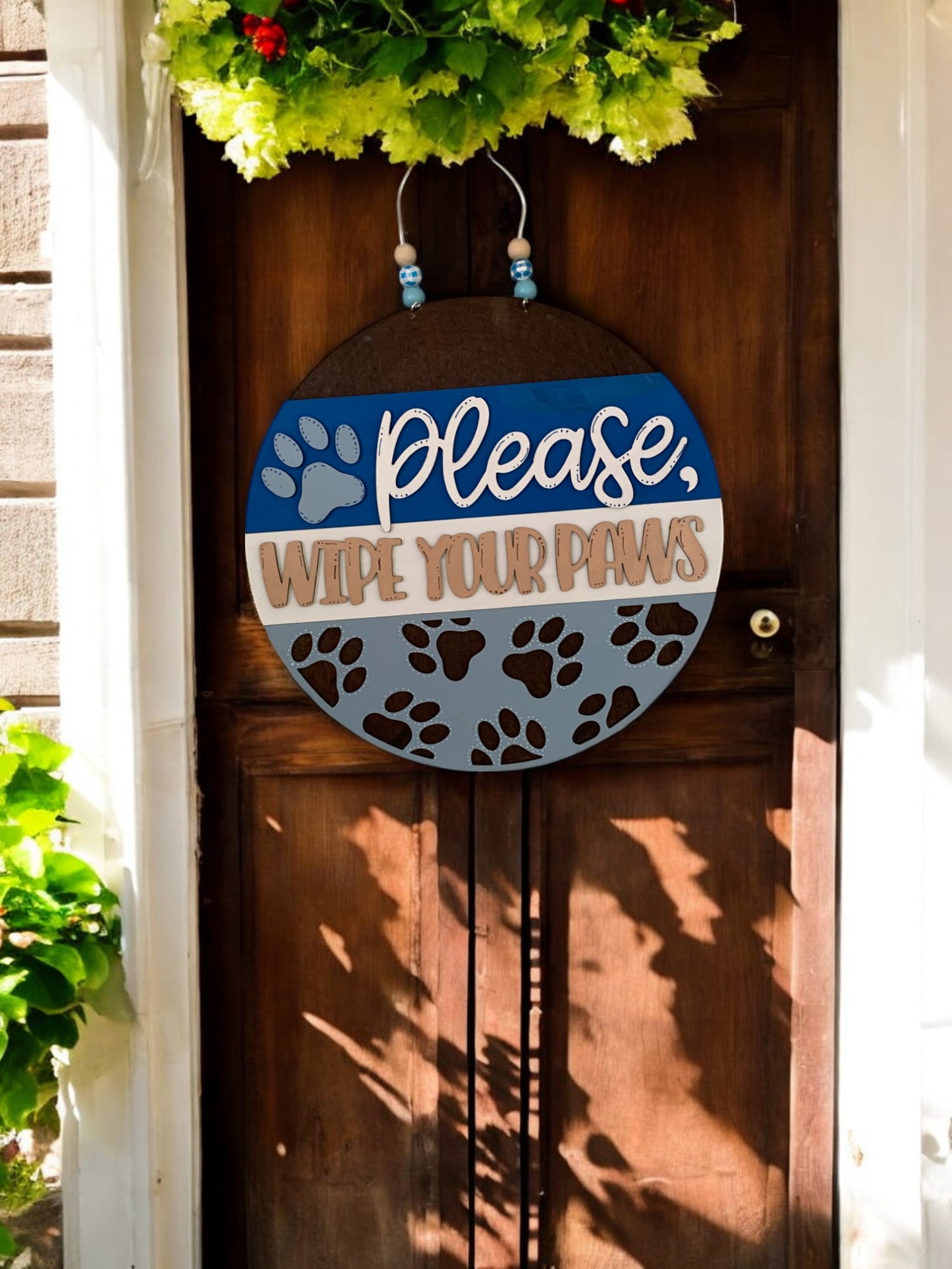 Wipe Your Paws Sign – Handmade 3D Wooden Dog Paw Print Entryway Decor for Pet Lovers