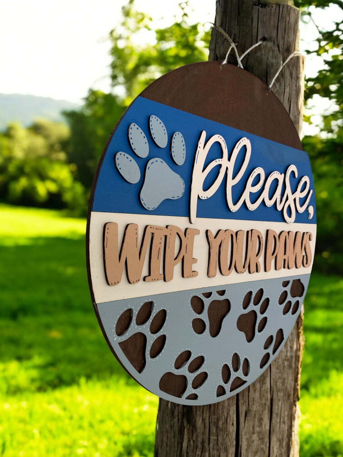 Wipe Your Paws Sign – Handmade 3D Wooden Dog Paw Print Entryway Decor for Pet Lovers