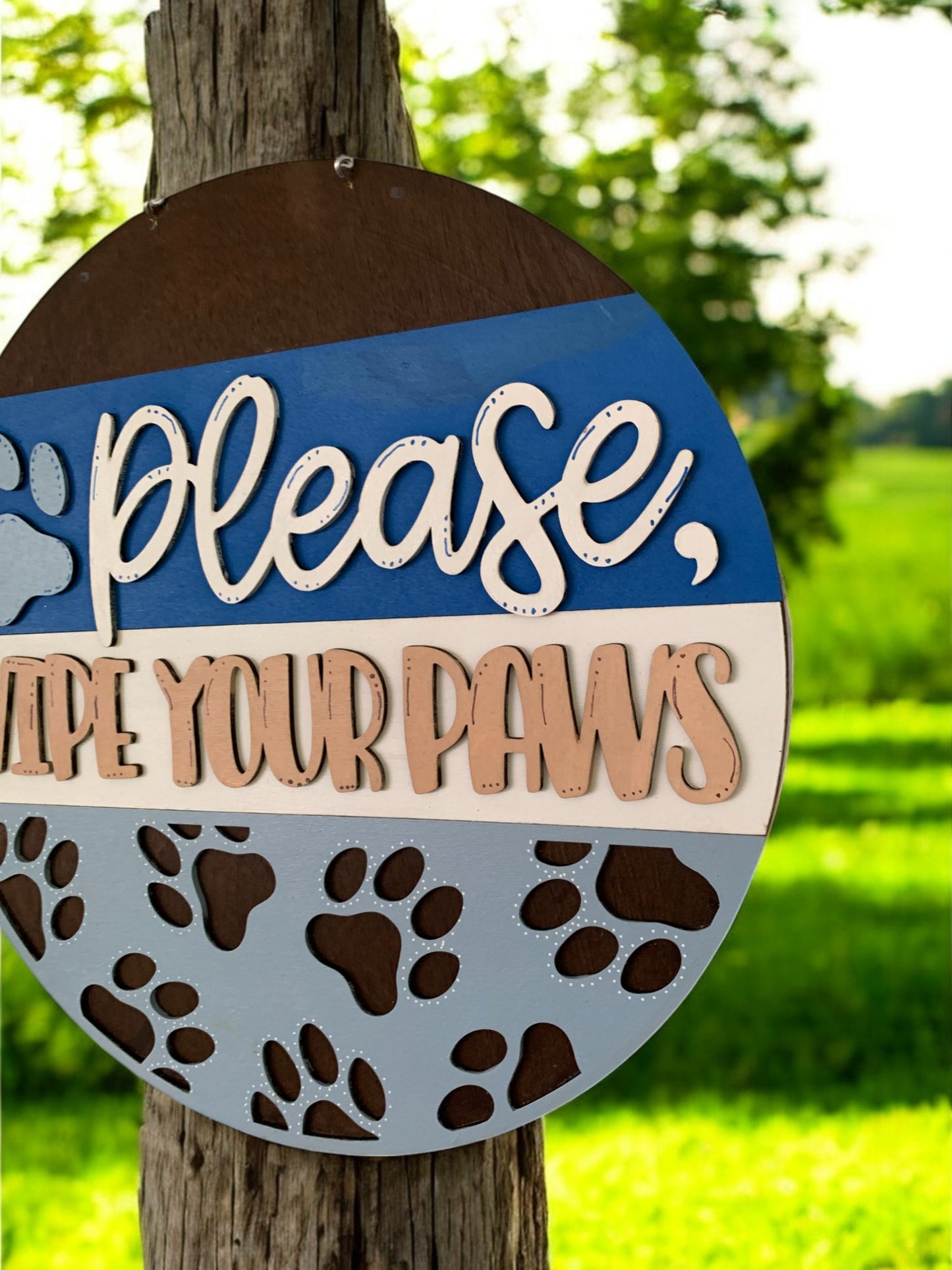 Wipe Your Paws Sign – Handmade 3D Wooden Dog Paw Print Entryway Decor for Pet Lovers