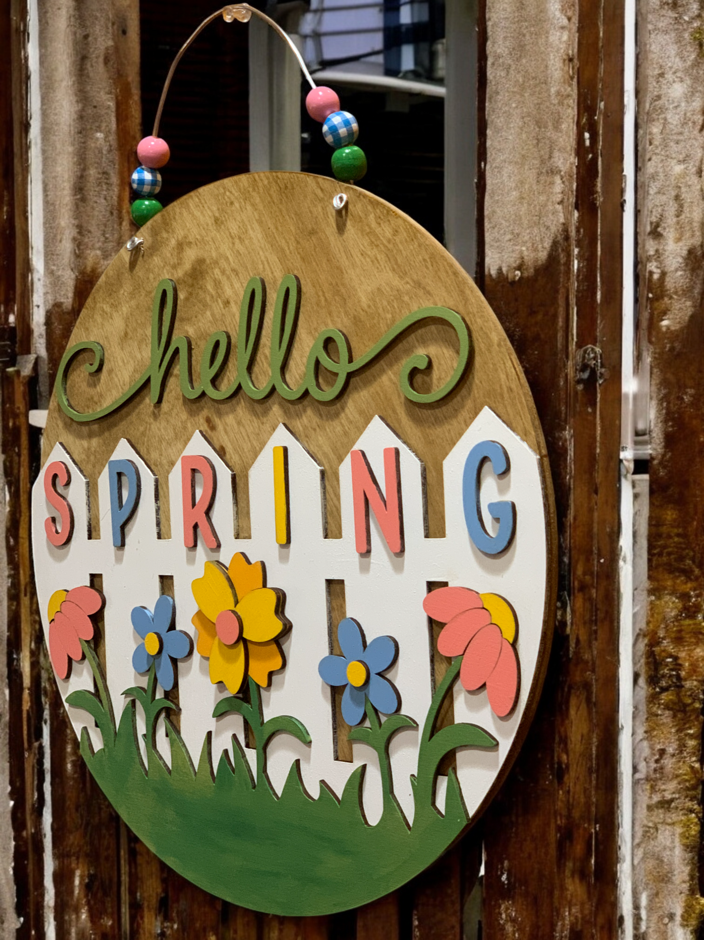 Hello Spring 3D Fence Sign