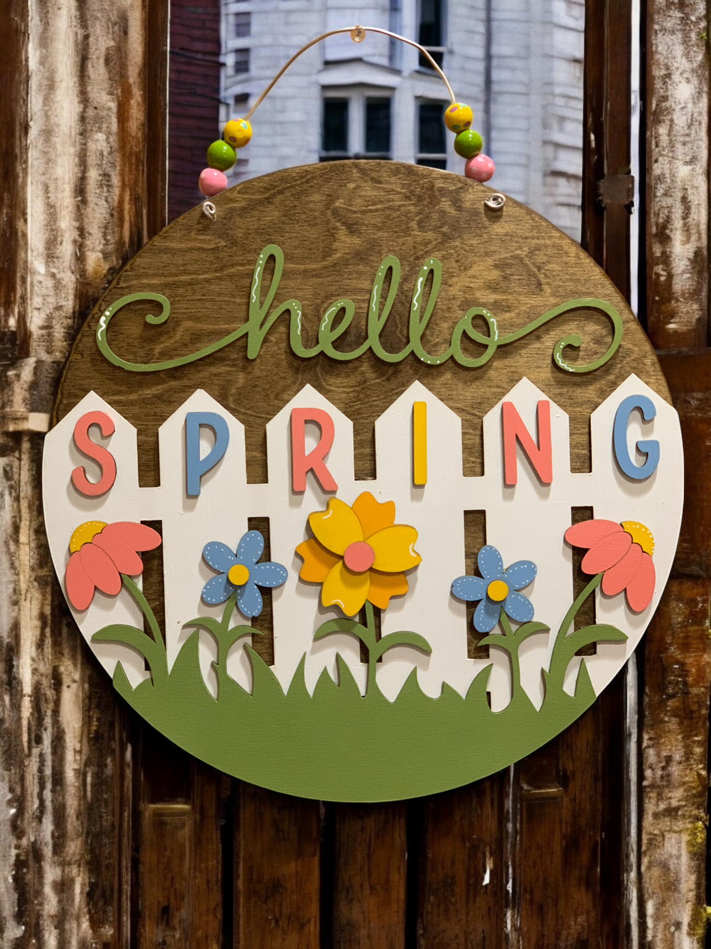Hello Spring 3D Fence Sign