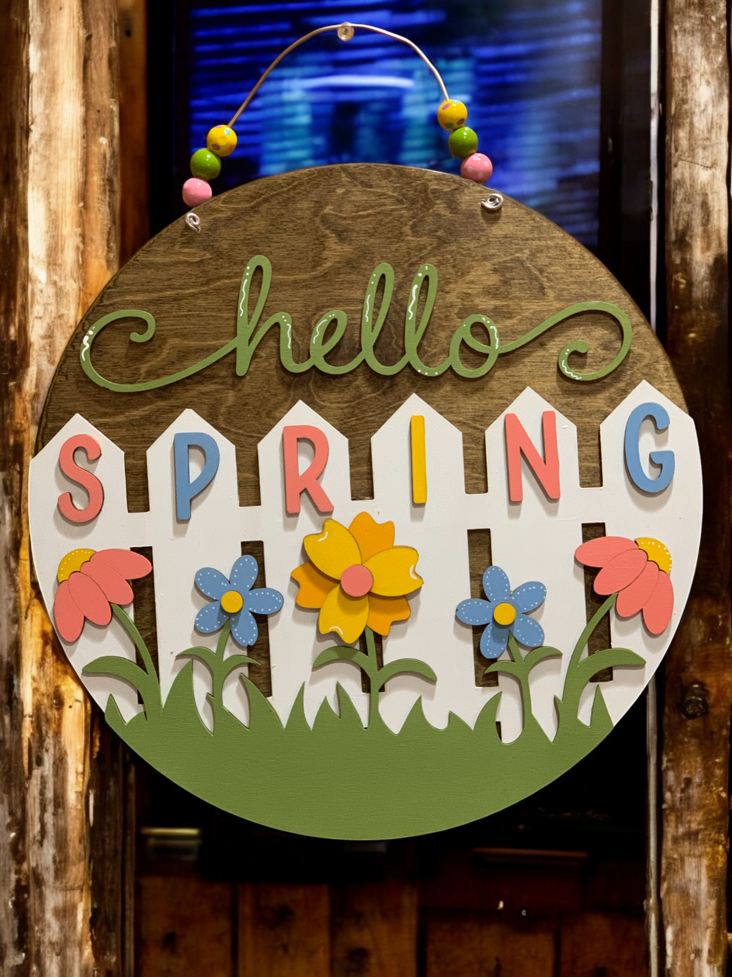 Hello Spring 3D Fence Sign