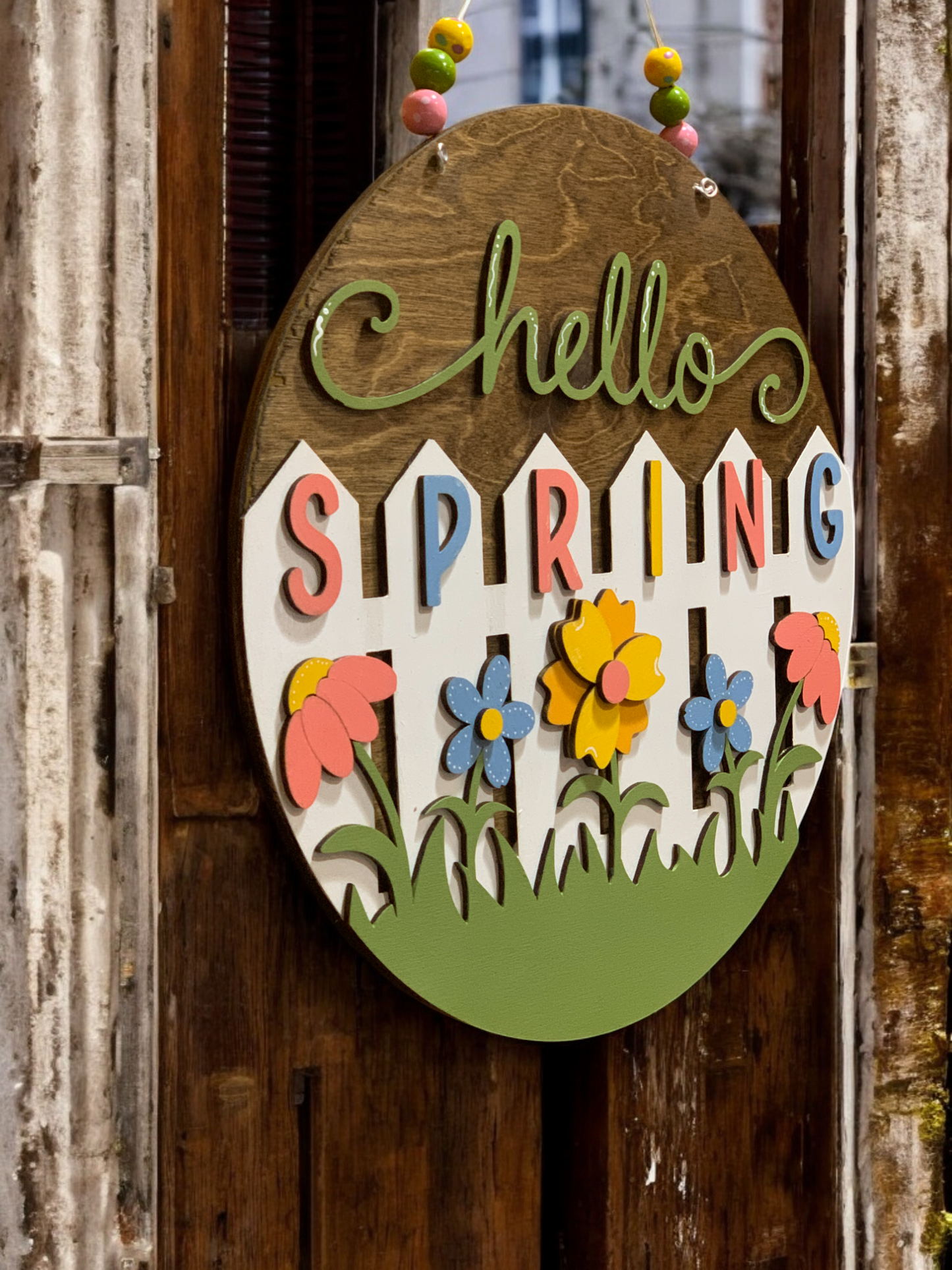 Hello Spring 3D Fence Sign