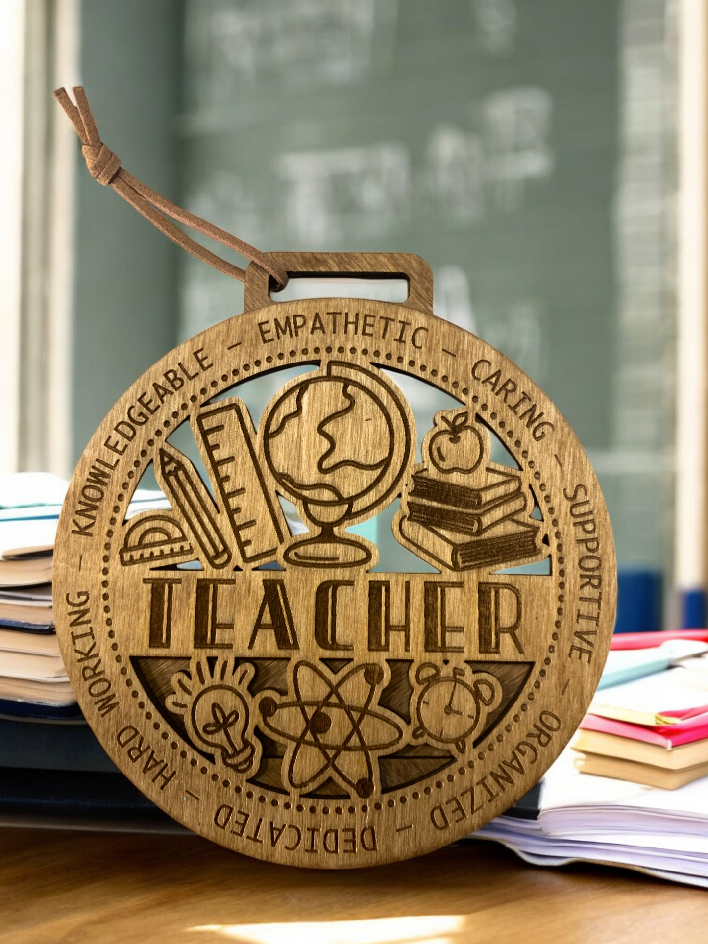 Engraved Wooden Teacher Gift – Handmade Appreciation Ornament for Educators & Mentors