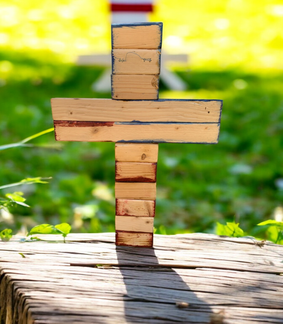 Rustic American Flag Cross