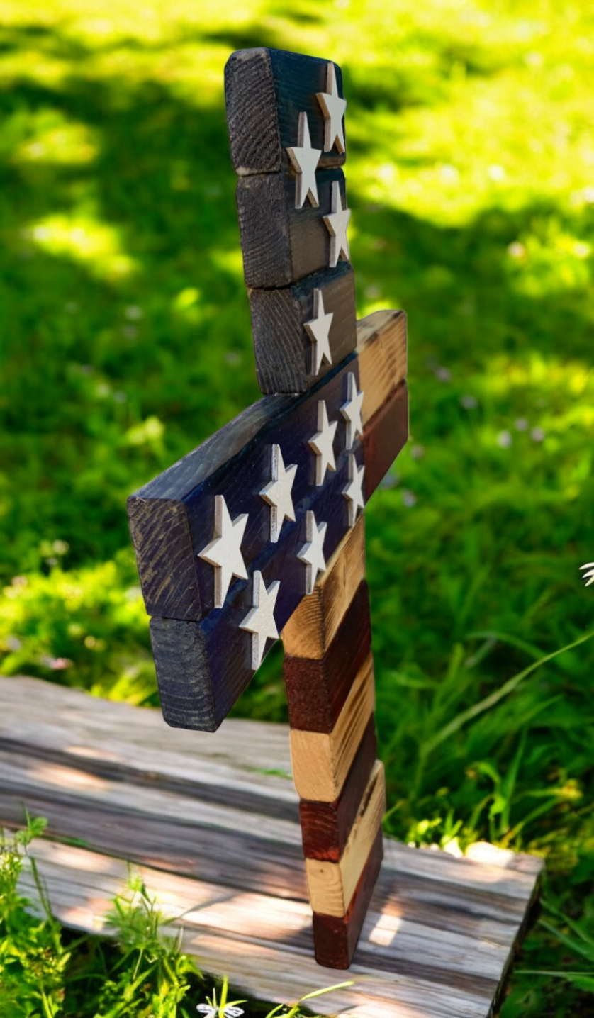 Rustic American Flag Cross