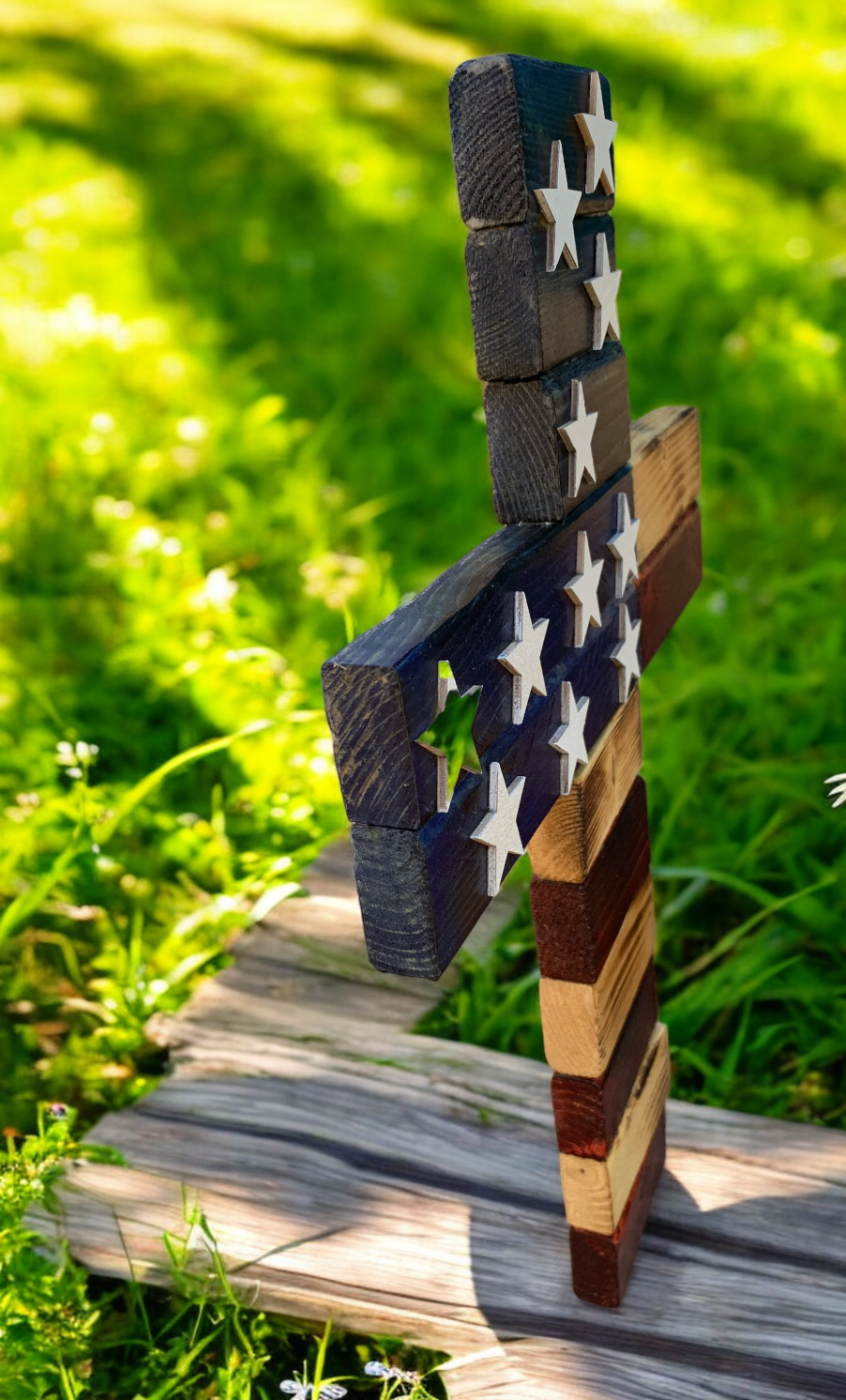 Rustic American Flag Cross