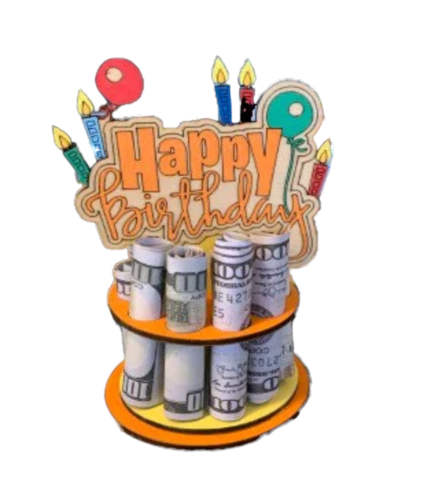 Happy Birthday Money Holder – Handmade 3D Wooden Cash Gift Display for Unique Celebrations