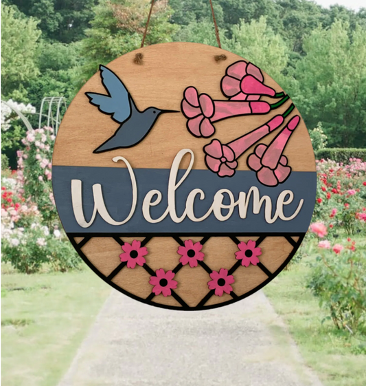 Hummingbird Welcome Sign