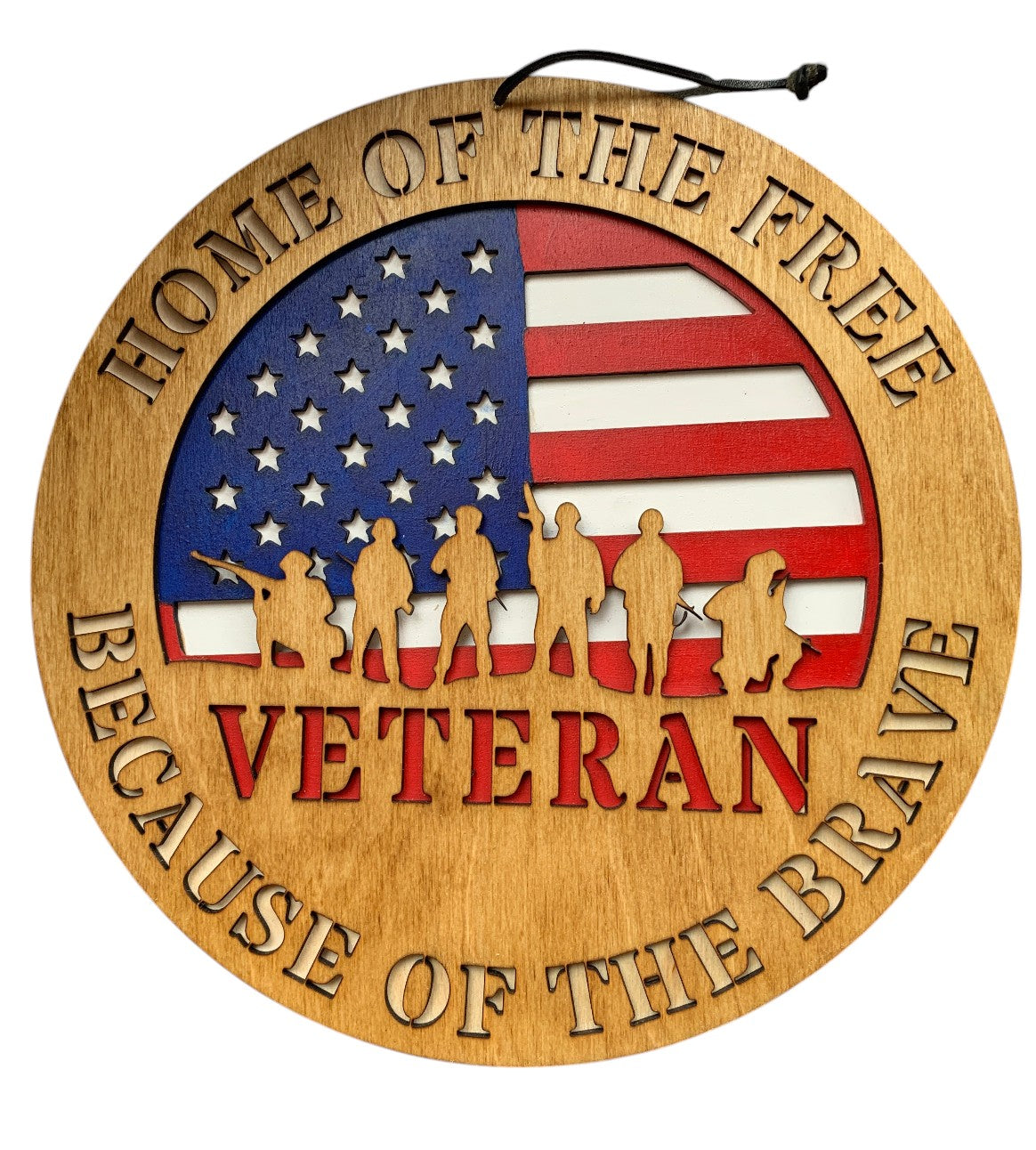 Veteran Wooden Sign – Patriotic Military Wall Art – Home of the Free Because of the Brave Decor