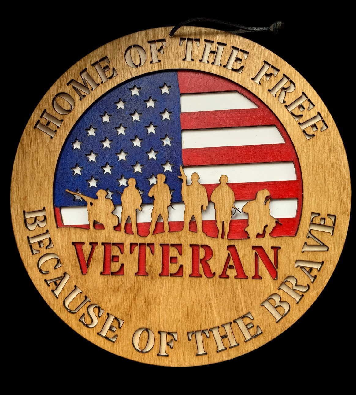 Veteran Wooden Sign – Patriotic Military Wall Art – Home of the Free Because of the Brave Decor