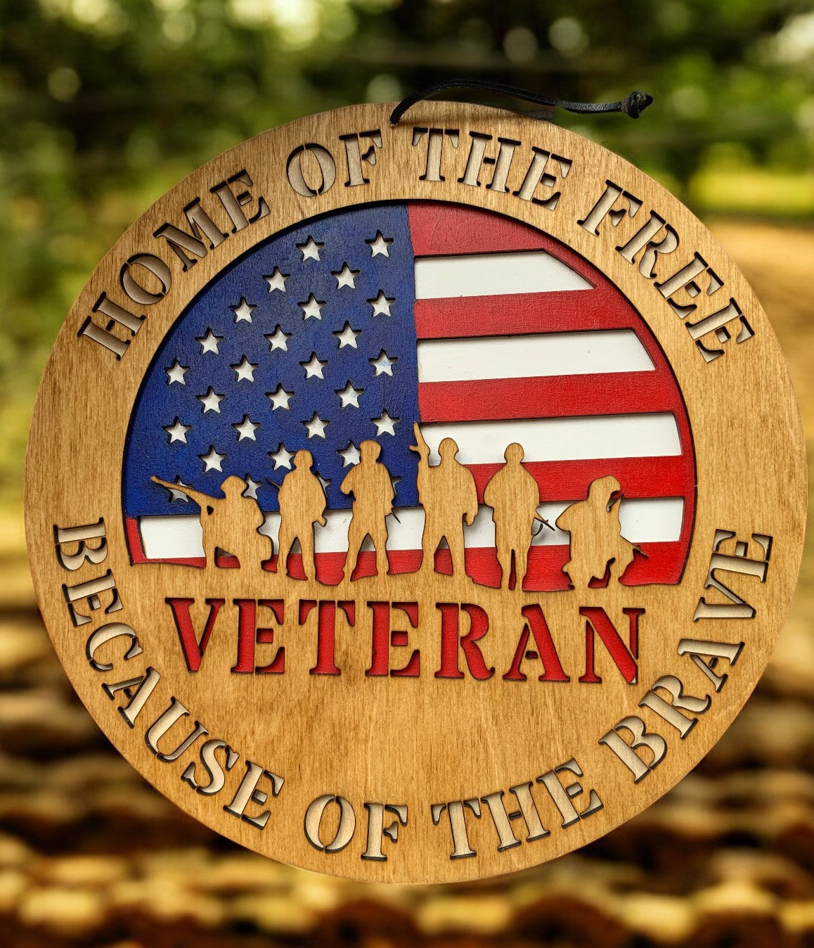 Veteran Wooden Sign – Patriotic Military Wall Art – Home of the Free Because of the Brave Decor