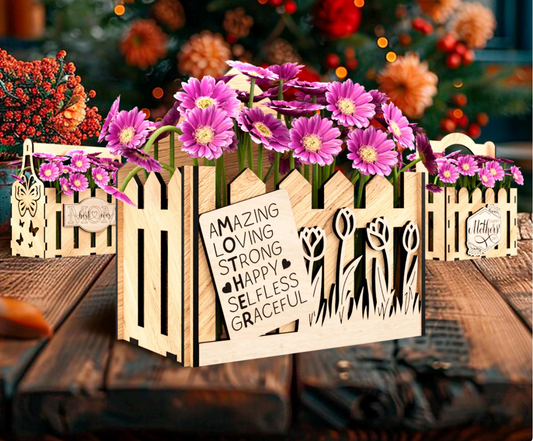 Wooden Mother's Day Gift Basket – Handcrafted Keepsake Box for Mom